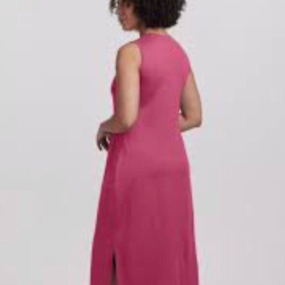 WoolX Cassie Dress Midi Length With Pockets "Viva Magenta" Pink - Picture 3 of 11